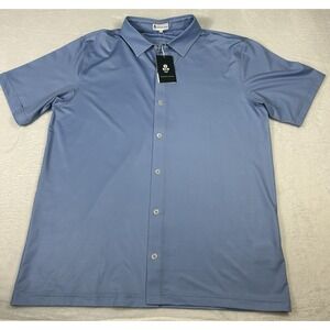Herman Dunn Polo Shirt Mens XL Blue Golf‎ Performance Stretch Short Sleeve NWT